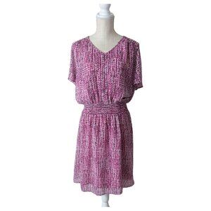 East Adeline Pink Geometric Print A Line Dress 1X